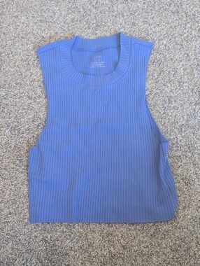 aerie Blue Ribbed Crop Tank